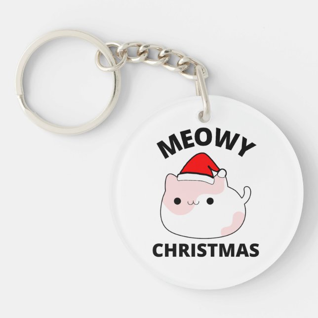 Meowy Christmas Schlüsselanhänger (Vorderseite)