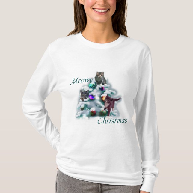 Meowy Christmas T-Shirt (Vorderseite)