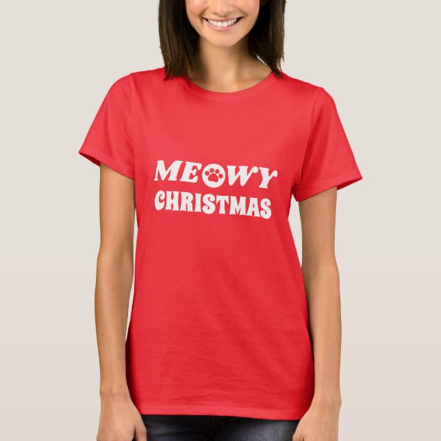 Meowy Christmas T-Shirt (Vorderseite)