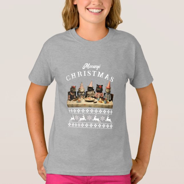 Meowy Christmas T - Shirt (Vorderseite)