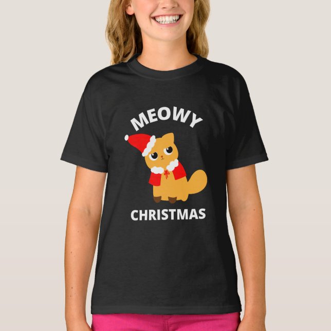 Meowy Christmas T-Shirt (Vorderseite)