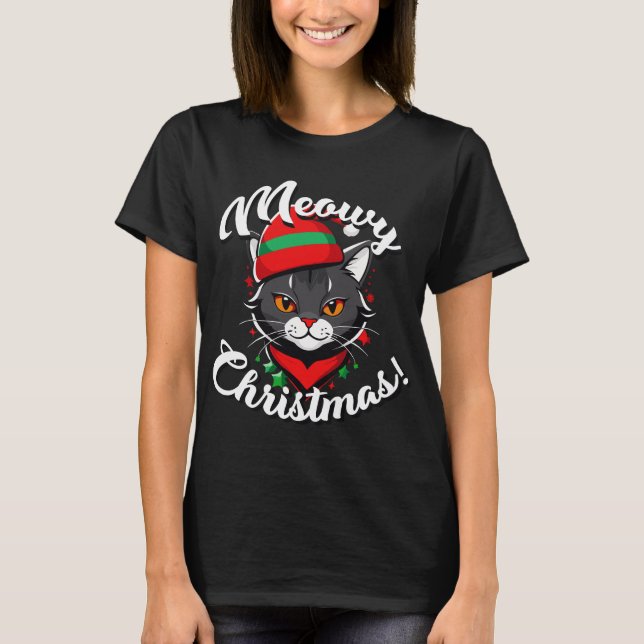 Meowy Christmas T-Shirt (Vorderseite)