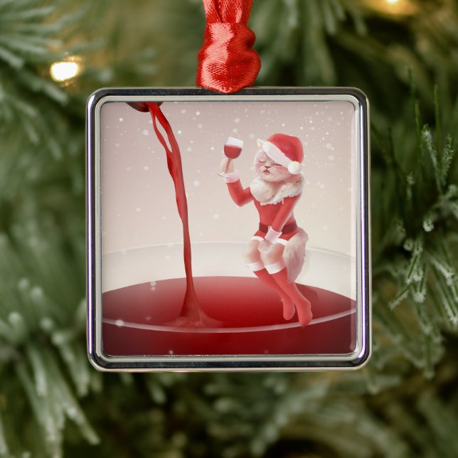 Meowy Christmas Toast Ornament Aus Metall (Baum)