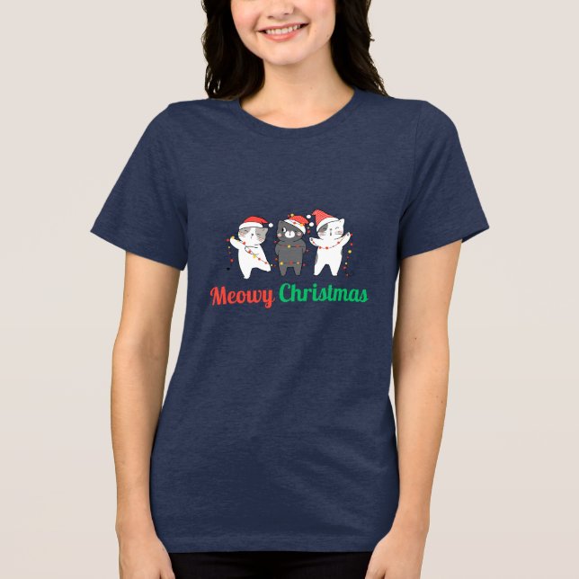 Meowy Christmas Tri-Blend Shirt (Vorderseite)