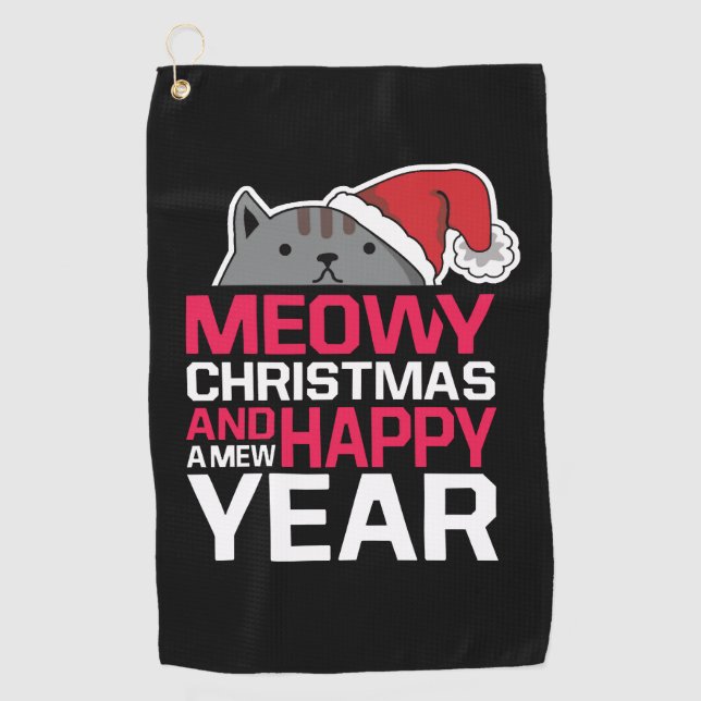 Meowy Christmas und Happy New Year Golfhandtuch (Vorderseite)