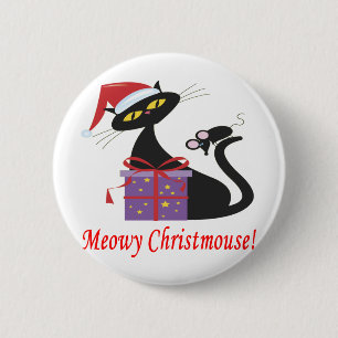 Meowy Christmouse Button