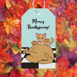 Meowy Erntedank Funny Cat Türkei Cartoon Geschenkanhänger