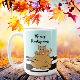 Meowy Erntedank Funny Cat Türkei Cartoon Kaffeetasse