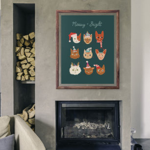 Meowy + Helles Weihnachtsfest Poster