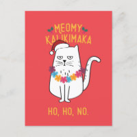 Meowy Kalikimaka Funny Cat Weihnachtsmannmütze Wei