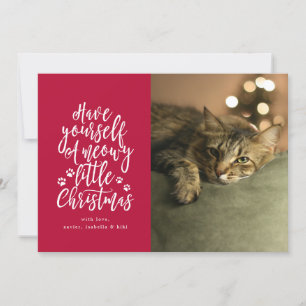 Meowy Little Christmas Red Holiday Foto Card Feiertagskarte