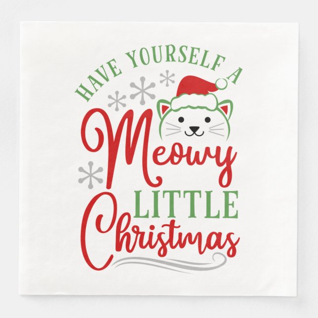 Meowy Little Christmas Serviette (Vorderseite)