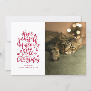Meowy Little Christmas White Holiday Foto Card Feiertagskarte