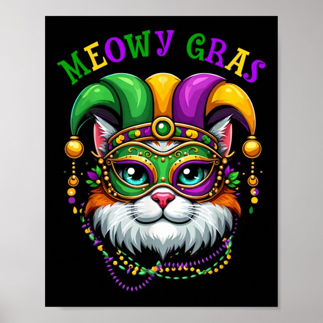 Meowy Mardi Gras Funny Nola Cat Lover Eigentümer G Poster (Vorne)