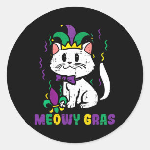 Meowy Mardi Gras Funny Nola Cat Lover Eigentümer G Runder Aufkleber