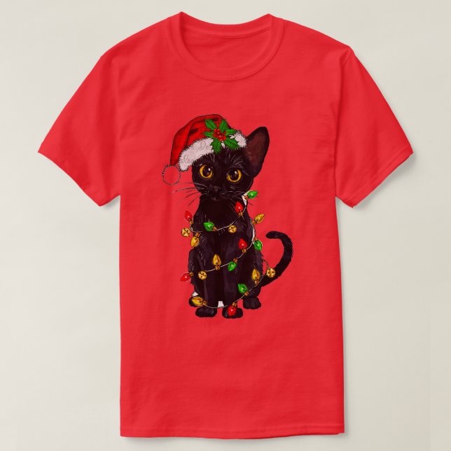 Meowy Merry Catmas Christmas Black Cat Lover Chris T-Shirt (Design vorne)