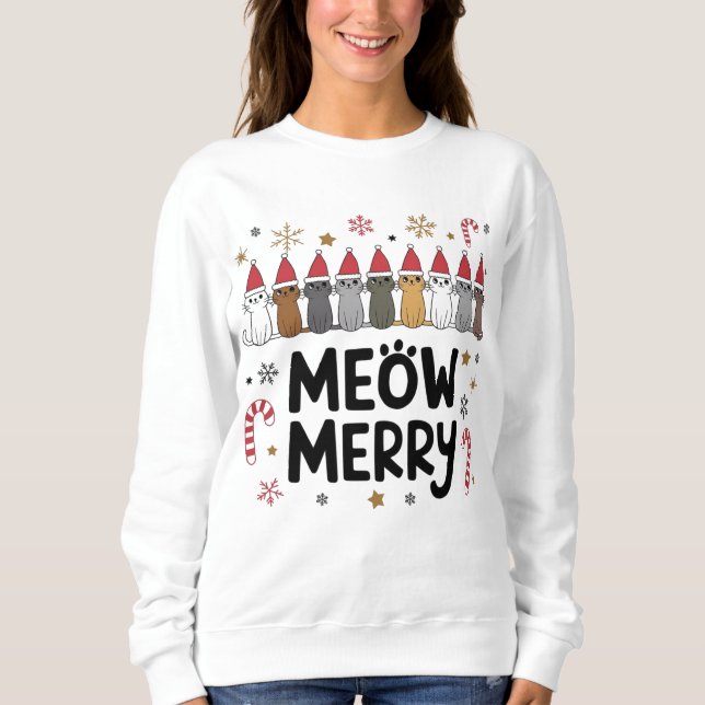 Meowy Merry Catmas Sweatshirt (Vorderseite)