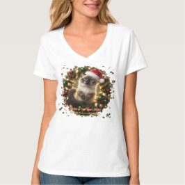 Meowy New Year 2026 – Fluffy Siamese Cat in Christ T-Shirt