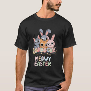 Meowy Osterhase Katzen Frühlingsglück Tier Haustie T-Shirt