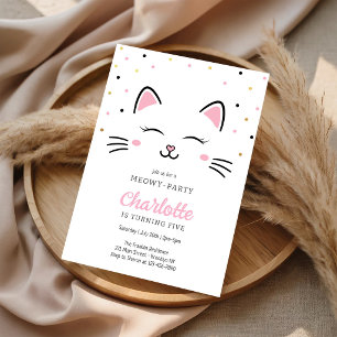 Meowy Party Kitten Katze Geburtstagseinladung Einladung