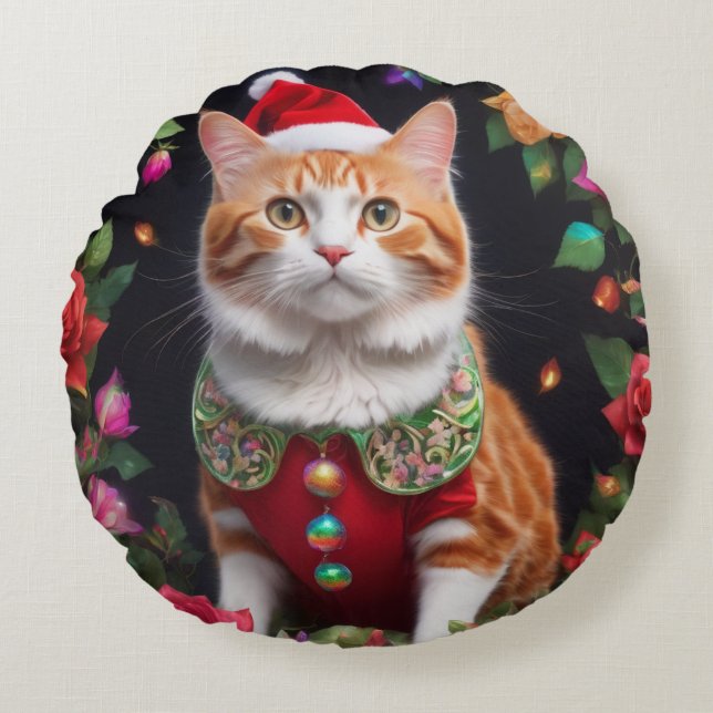 Meowy Rundes Kissen (Vorderseite)
