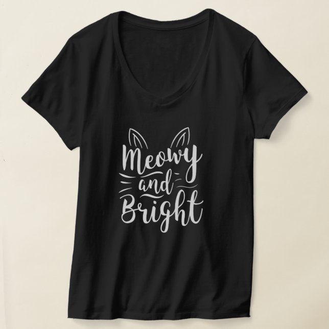Meowy und helle Katze Tier Lover Weihnachtsgeschen T-Shirt (Ablage )
