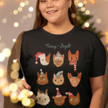 Meowy und Helle Katzen in Weihnachtskostüm Tri-Blend Shirt<br><div class="desc">Weibliches Weihnachtsfrauengeschenk mit handgezeichneter Abbildung verschiedener Katzen in Urlaubskostümen.</div>