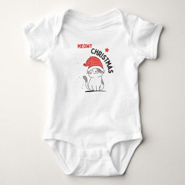 Meowy Weihnachten Baby Strampler (Vorderseite)