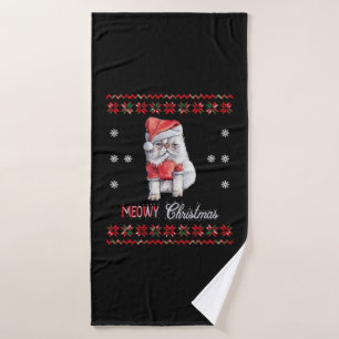 Meowy Weihnachten, Cat Lover frohe Weihnachtskatme Badehandtuch