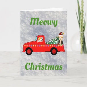 Meowy Weihnachten Coole Niedliche Katze Karte