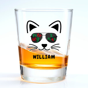 Meowy Weihnachten Coole Sonnenbrille Kitty Cat Whi Schnapsglas