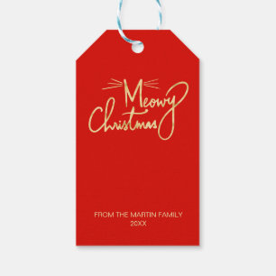 Meowy Weihnachten Funny Hand Brieftete Katze Weihn Geschenkanhänger