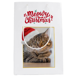 Meowy Weihnachten Individuelle Foto-Geschenktasche Mittlere Geschenktüte