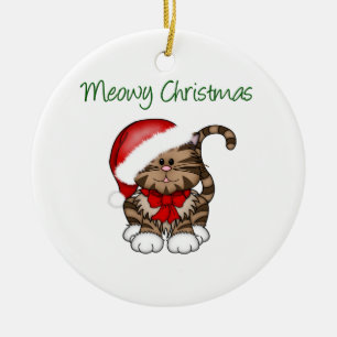 Meowy Weihnachten Keramik Ornament