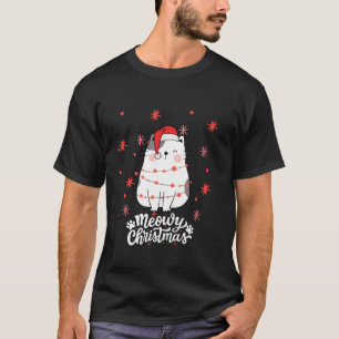 Meowy Weihnachten Niedliche Katze in Weihnachtsman T-Shirt