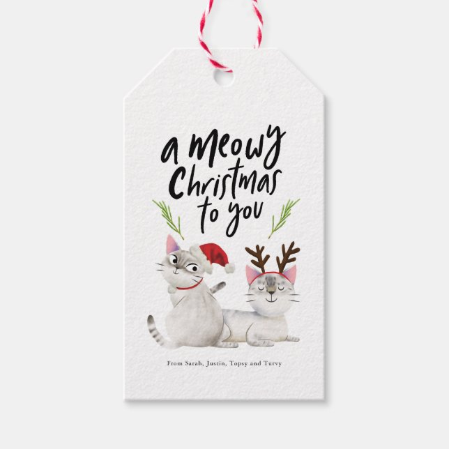 Meowy Weihnachten Niedliche Kitty Cats Geschenkanhänger (Vorderseite)