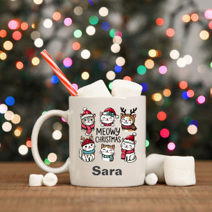 Meowy Weihnachten Personalisiert Cat Lover Tasse