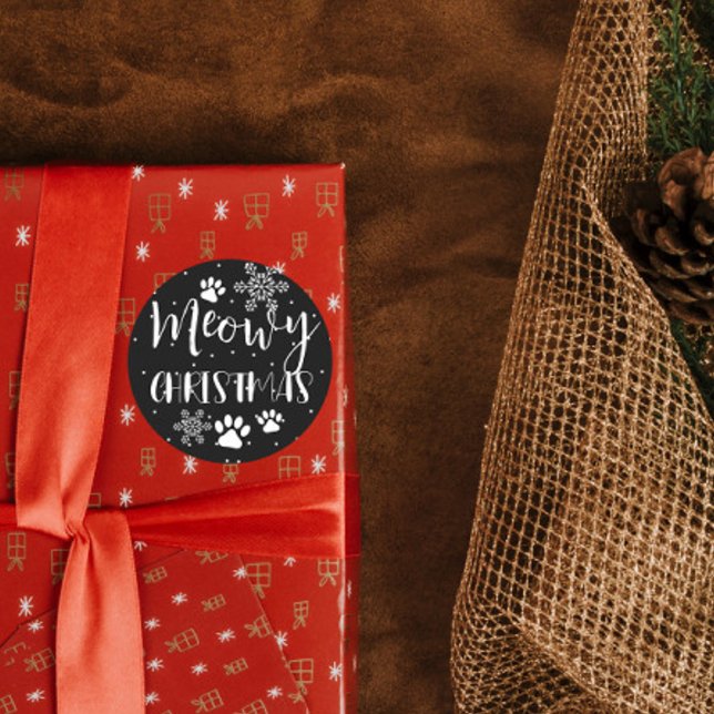 Meowy Weihnachts CAT vorhanden, PET, Custom CAT Runder Aufkleber (Von Creator hochgeladen)