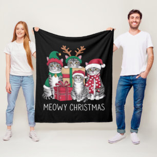 Meowy Weihnachts Cat Xmas Funny Cats Lover Fleecedecke