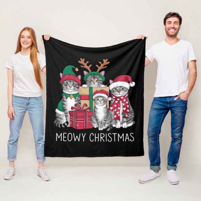Meowy Weihnachts Cat Xmas Funny Cats Lover Fleecedecke (Beispiel)