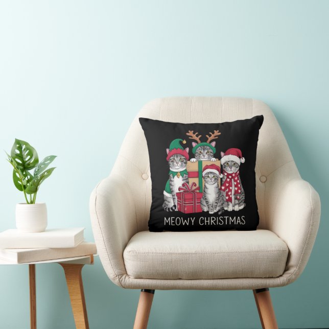 Meowy Weihnachts Cat Xmas Funny Cats Lover Kissen (Stuhl )