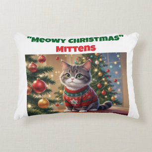 Meowy Weihnachts Custom Cat Accent Pillow Dekokissen