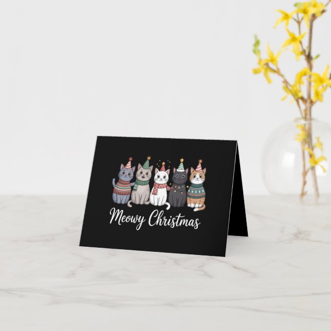 Meowy Weihnachts glückliche Katze Jahr Katze über  Karte (Gelbe Blume)