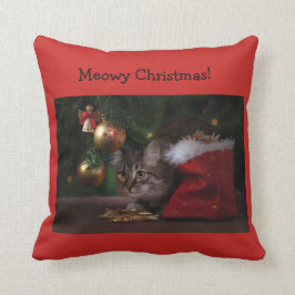 "Meowy Weihnachts" Katze Weihnachtskissen Kissen