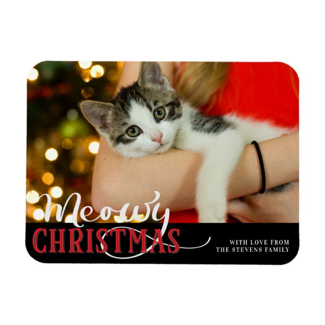 Meowy Weihnachts Niedliche Katze Hinzufügen Sie Ih Magnet (Horizontal)