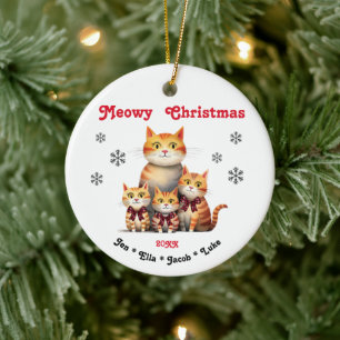 Meowy Weihnachts-Single Kinderkatzenfamilie Keramik Ornament