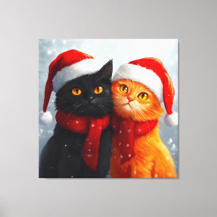 Meowy Weihnachts Winter Liebe Leinwanddruck