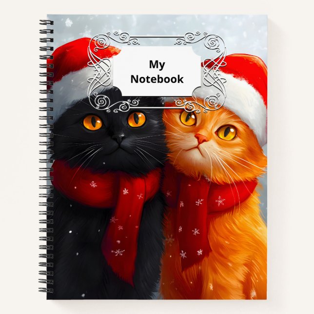 Meowy Weihnachts Winter Liebe Notizbuch (Vorderseite)