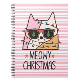 Meowy Weihnachtsbeleuchtung Notebook Notizblock