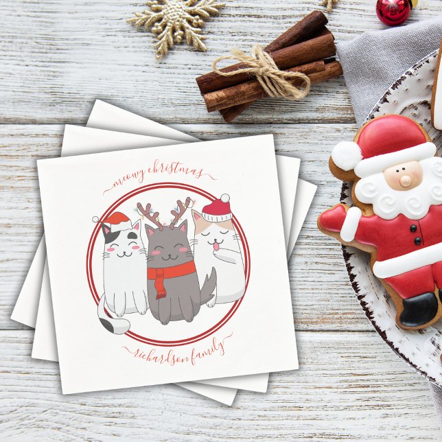 Meowy Weihnachtsferien Katzen Serviette (Von Creator hochgeladen)